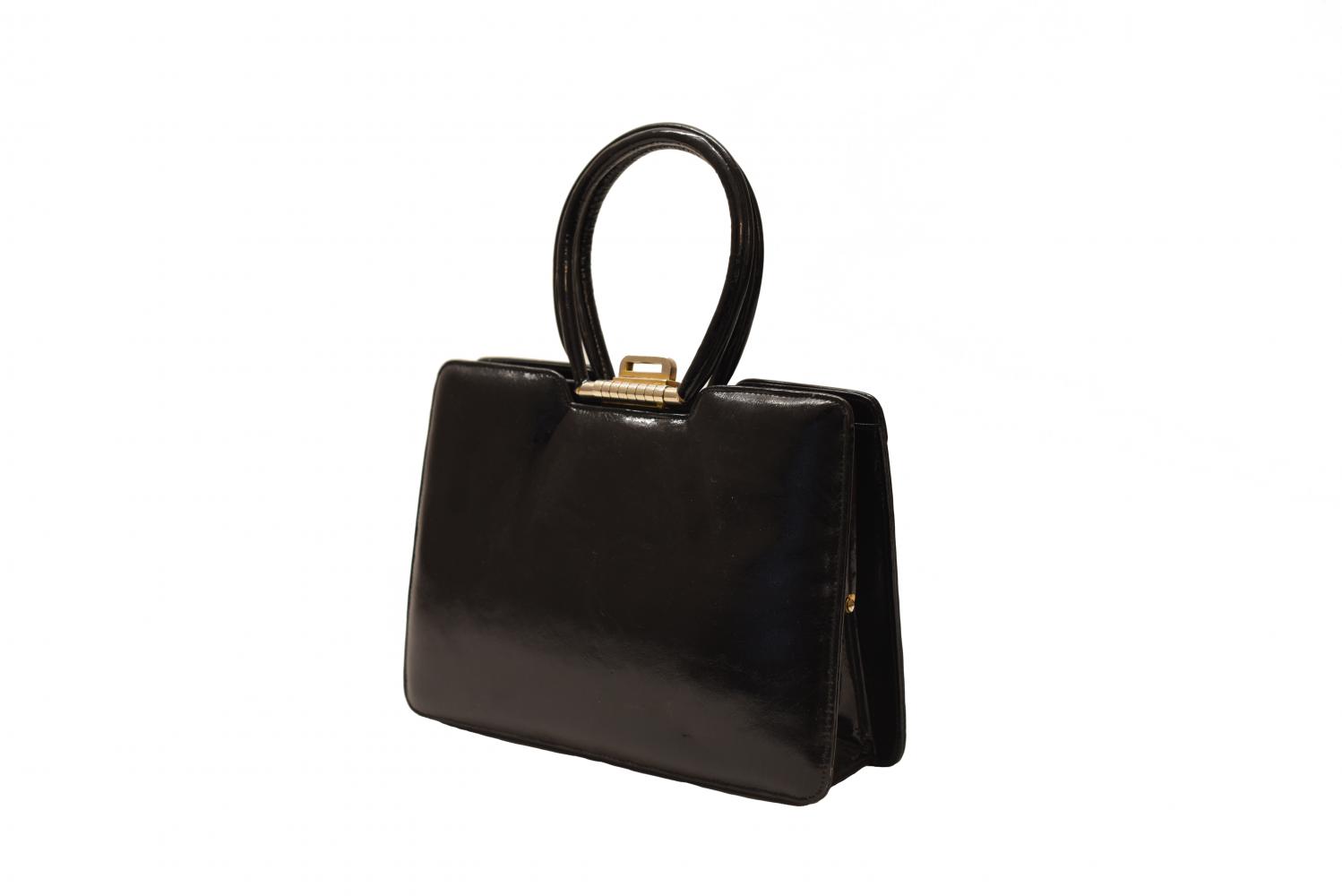 Sac Fourre-tout Tapisserie Années 1950 - Multicouleur - Occasion Très Bon état - Doublure Cuir Noir